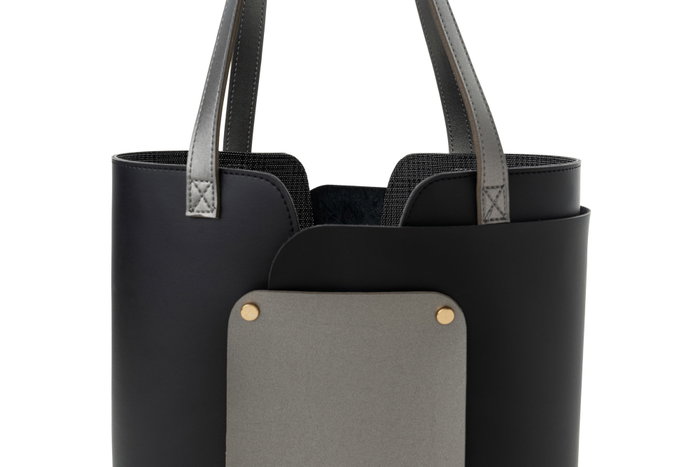 Lucky Bees Bolso Tote 1292 Piel Negro y Gris 30x12x26 cm